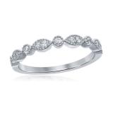10k White Gold Round Diamond Marquise Dot Stackable Band Ring 1/6 Cttw