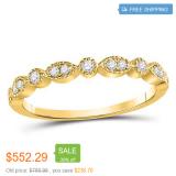 10k Gold Round Diamond Marquise Dot Stackable Band Ring 1/6 Cttw